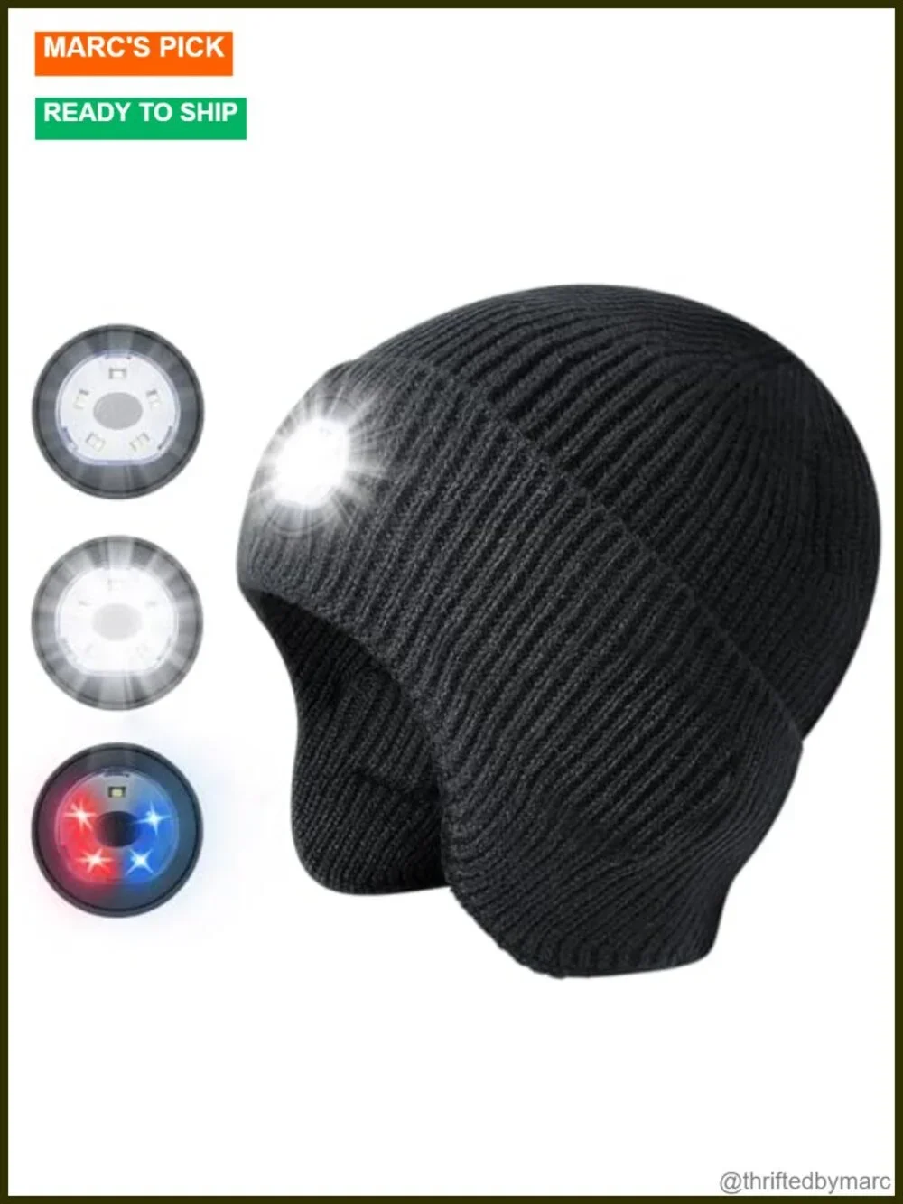Unisex USB Rechargeable LED Beanie Hat with Light Warm Knitted Earflap Beanie
